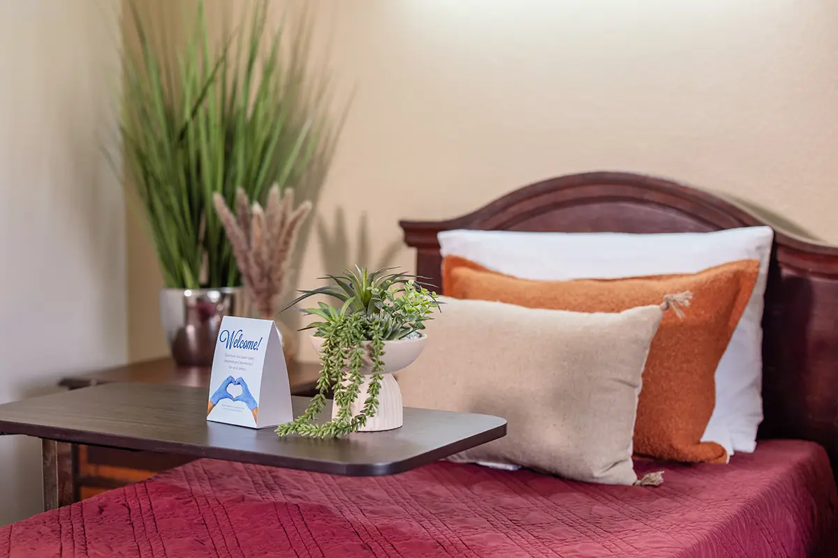 A residents bedside at Oak River